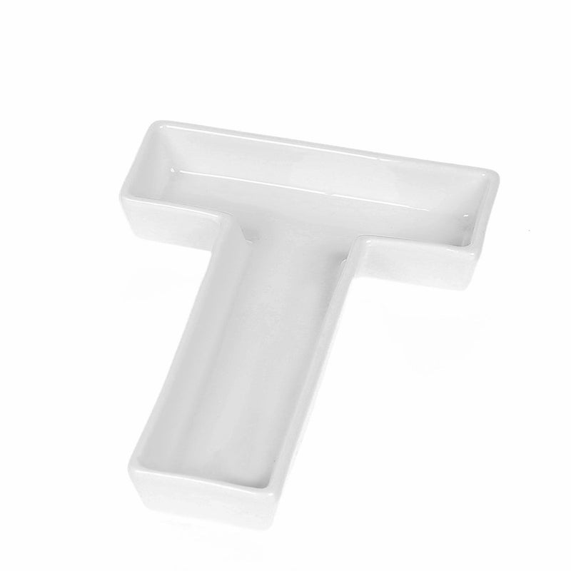 Coffeezone Small Candy/Nuts Decoration Ideas, Small Porcelain Dishes in Letter Shape, Wedding Decoration (Letter T) - Image 1